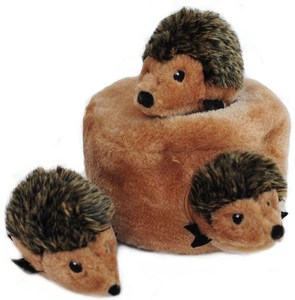 ZippyPaws Burrow Squeaky Hide & Seek Plush Dog Toy, Hedgehog Den