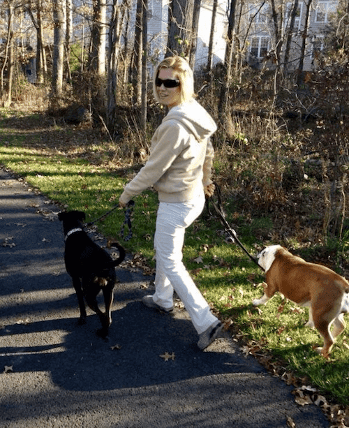 Barbara walking dogs